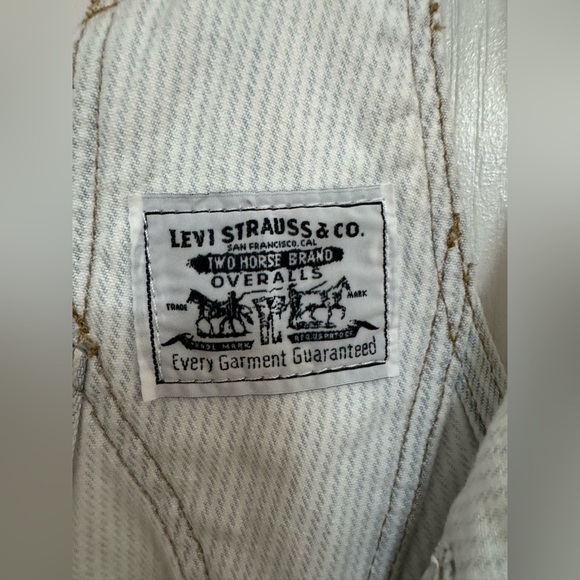 Levi’s Two Horse Brand Striped Denim Short Overalls - Size M - Picture 7 of 13
